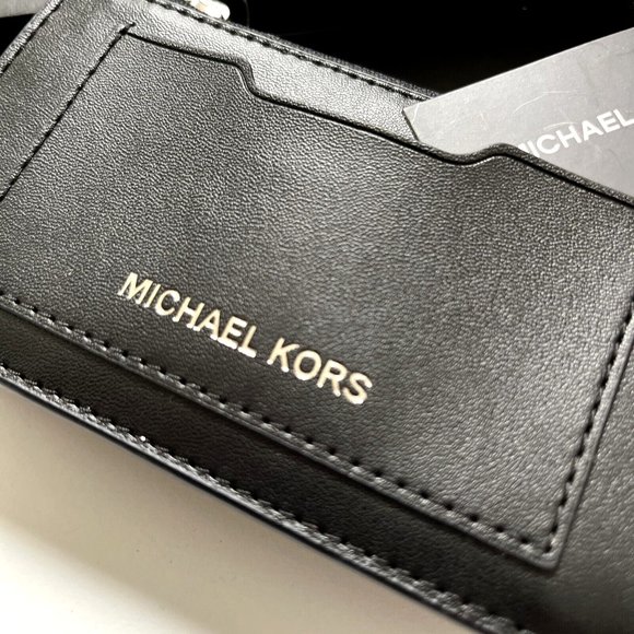 NWT $100 MICHAEL KORS Slim L-Zip Wallet Embossed Logo 39S0LGFE6L Black Boxed - Picture 3 of 5